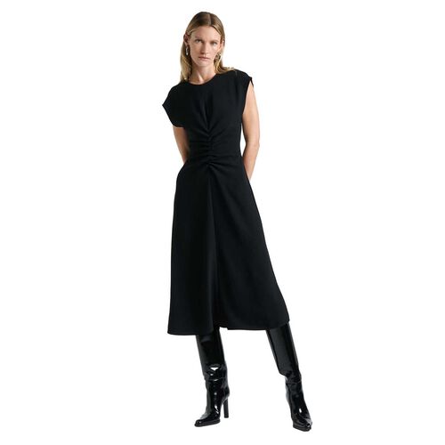 Cue Crew Neck Ruched Midi Dress